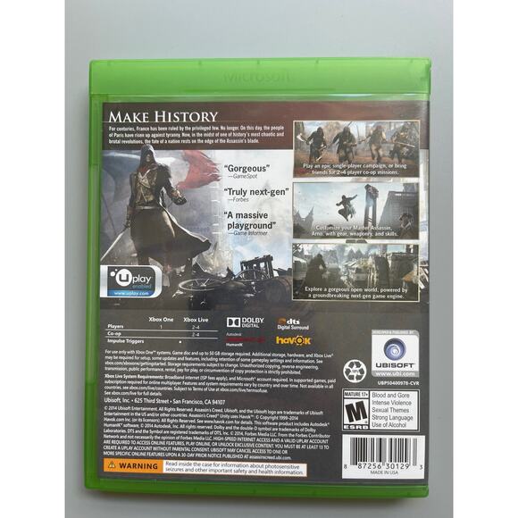 Xbox One Assassin’s Creed Unity Adventure Game - Picture 2 of 4